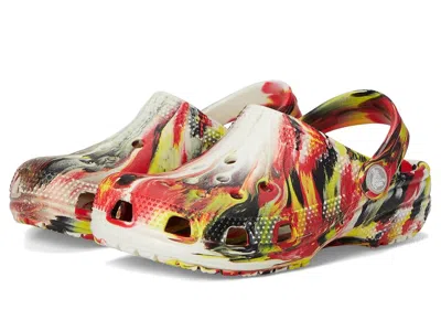 Crocs Classic Marbled Tie-dye Clog (little Kid/big Kid) Kids Shoes Varsity Red/multi Glow In The Dark : 6 