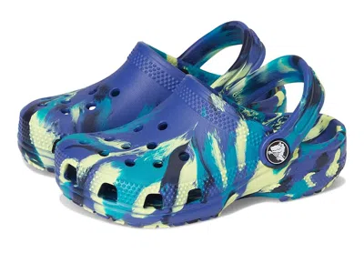 Crocs Classic Marbled Tie-dye Clogs (toddler) Kids Shoes Navy/turbo Teal : 10 Toddler M, Synthetic In Blue