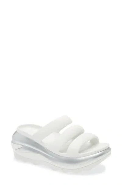 Crocs Classic Mega Crush Water Resistant Platform Sandal In Silver