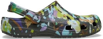 Crocs Classic Painted Floral Clog; Black Sand, W11/m9