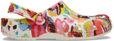 Crocs | Unisex | Classic Painted Floral | Clogs | Chalk | W4/m3 In Gray