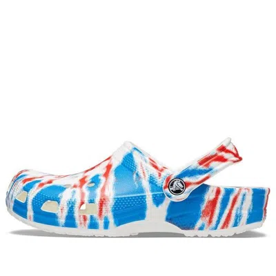Crocs Classic Pattern Wear-resistant Non-slip Sports Unisex White Blue Red Sandals 'white Blue Red' In Multi