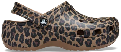 Crocs | Women | Classic Platform Animal | Clogs | Sepia / Leopard | 9 In Brown