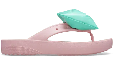 Crocs Classic Platform Bow Flip In Petal Pink
