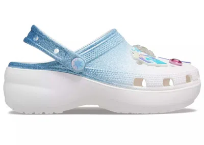 Pre-owned Crocs Classic Platform Clog Disney Frozen (women's) Sneakers In White/blue