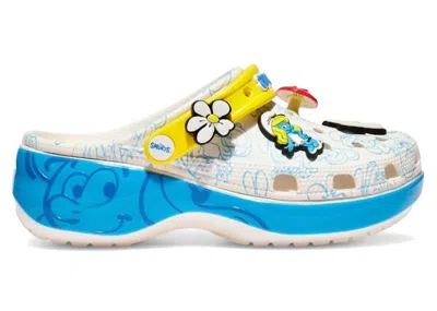 Pre-owned Crocs Classic Platform Clog The Smurfs (women's) Sneakers In Multi