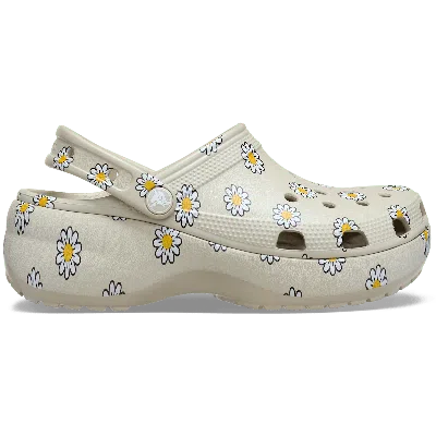 Crocs Classic Platform Floral Clog In White