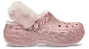 Crocs Classic Platform Fuzz Lined Glitter Clog In Pink