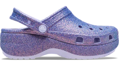 Crocs Classic Platform Iridescent Glitter Clog In Purple Moon