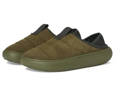 Crocs Classic Puff Moc Slippers Army Green Suede :