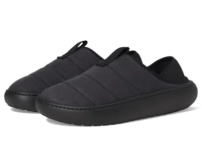 Crocs Classic Puff Moc Slippers Black Suede :