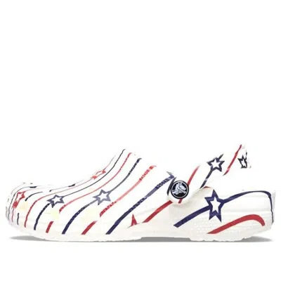 Crocs Classic Stars And Stripe Clog In White/multi