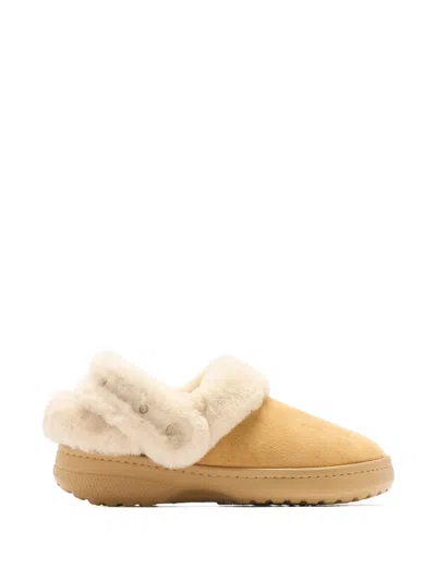 Crocs Classic Unfurgettable Vegan Suede Slippers In Neutral