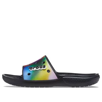 Crocs Colorful Casual Unisex Multi-color Black Slippers In Black/multi