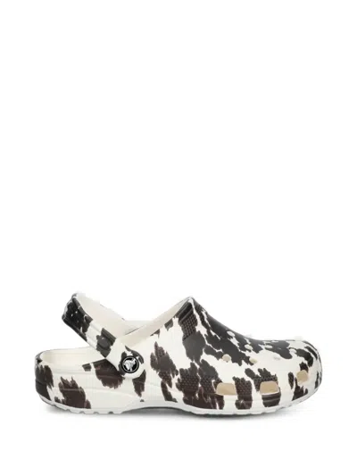 Crocs Cow-print Slides In White