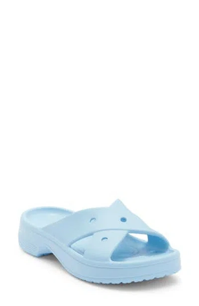 Crocs Cross Strap Slide Sandal In Blue