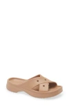 Crocs Cross Strap Slide Sandal In Brown