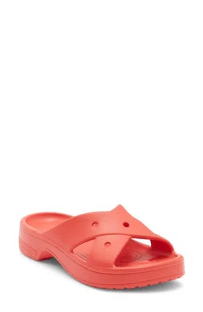 Crocs Cross Strap Slide Sandal In Red
