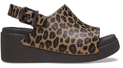 Crocs Dylan Platform Animal Slide In Leopard/espresso