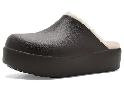 CROCS DYLAN PLATFORM LINED CLOGS, FUZZY SLIPPERS WOMEN'S CLOG/MULE SHOES ESPRESSO/SANDSTONE: 11 M, EVA