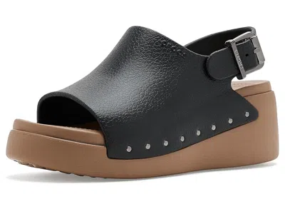 CROCS DYLAN PLATFORM SLIDE SANDALS WOMEN'S DRESS SANDALS BLACK/SEPIA: 8 M