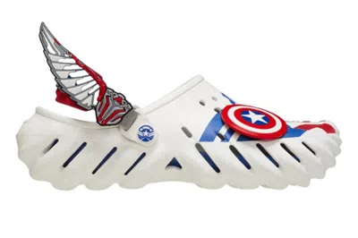 Pre-owned Crocs Echo Clog Marvel Captain America Sam Wilson In White/blue Red