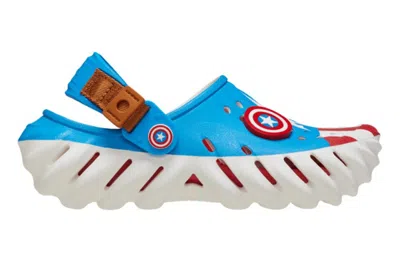 Pre-owned Crocs Echo Clog Marvel Captain America Steve Rogers (kids) In Blue/red/white