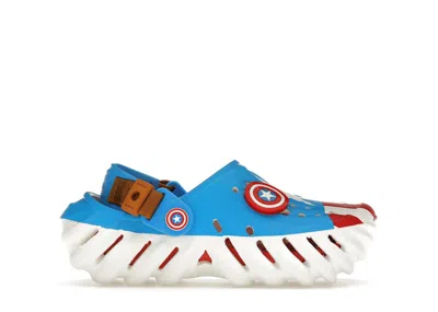 Pre-owned Crocs Echo Clog Marvel Captain America Steve Rogers (kids) Sneakers In Blue/red/white