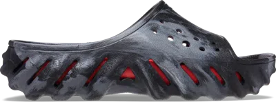 Crocs Echo Marbled Slide; Black / Flame, W11/m9 In Gray