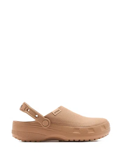 Crocs Embossed Strap Slides In Neutral