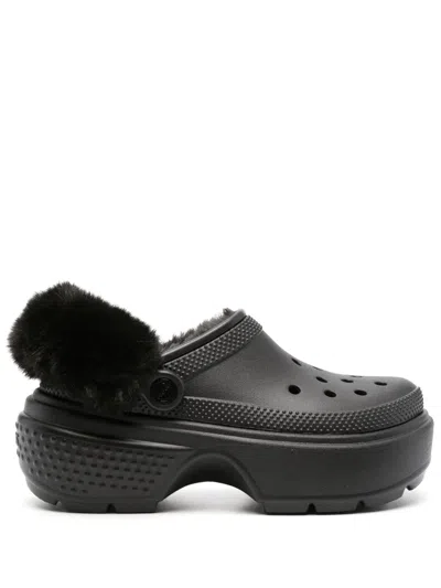 CROCS FAUX-FUR PLATFORM CLOGS