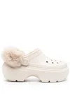Crocs Faux-fur Platform Clogs In Neutral