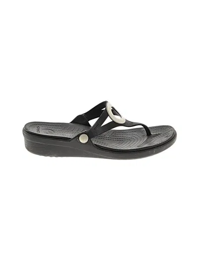 Pre-owned Crocs Flip Flops In Black