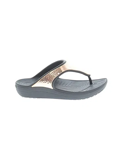 Pre-owned Crocs Flip Flops In Gray