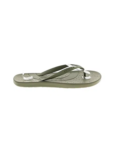 Pre-owned Crocs Flip Flops In Green