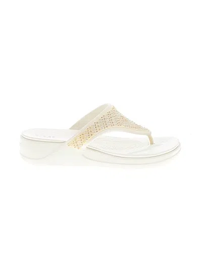 Pre-owned Crocs Flip Flops In Ivory