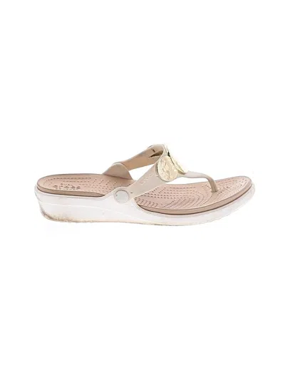 Pre-owned Crocs Flip Flops In Tan