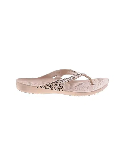 Pre-owned Crocs Flip Flops In Tan