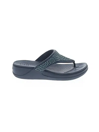 Pre-owned Crocs Flip Flops In Teal