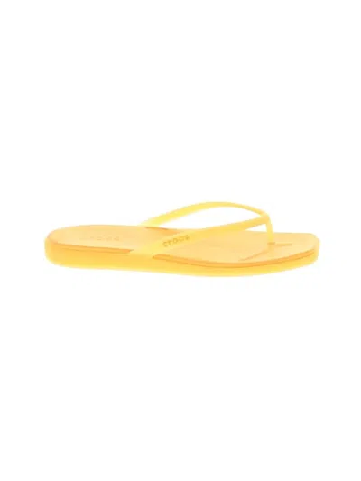 Pre-owned Crocs Flip Flops In Yellow