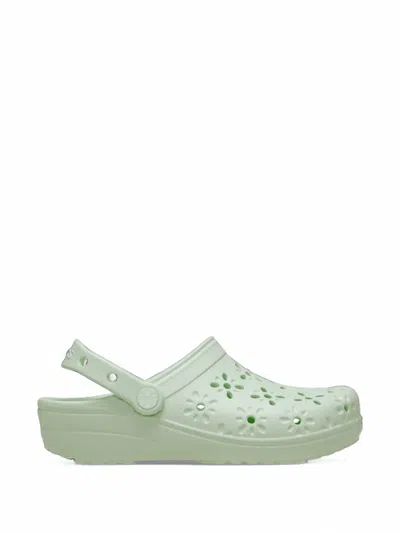 Crocs Floral Cut-out Classic Clog Mules In Blue