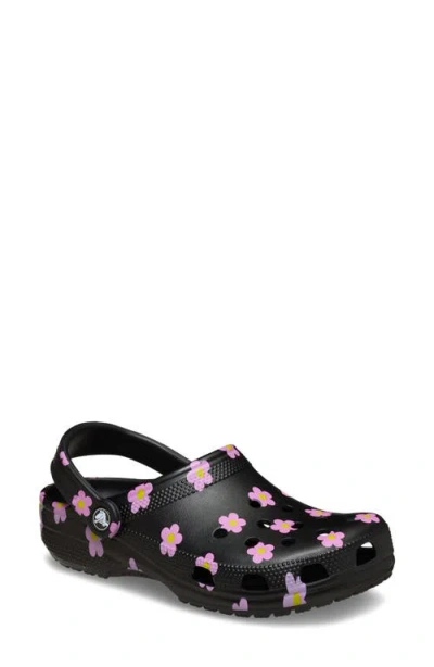 Crocs Floral-print Slip Ons In Black