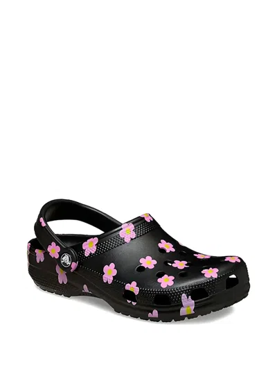 Crocs Kids' Flower Print Sandals In Black