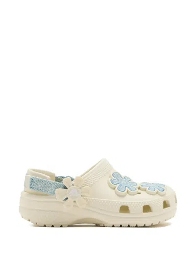 Crocs Flower-patch Touch-strap Clogs In White