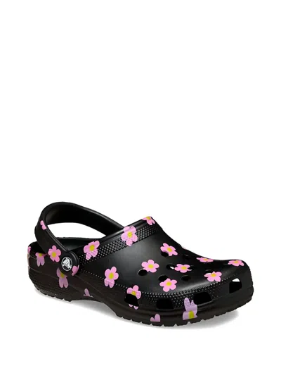 Crocs Kids' Flower-print Sandals In Black