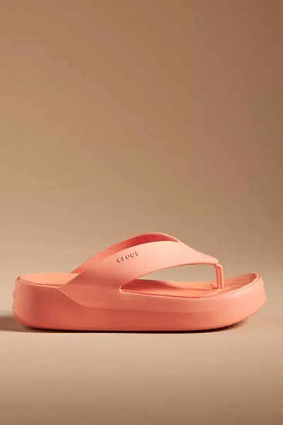 Crocs Getaway Platform Flip Womens Sandals Colour: Quartz, Size: 6 In Sunkissed