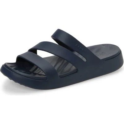 Crocs Getaway Waterproof Strappy Slide Sandal In Blue