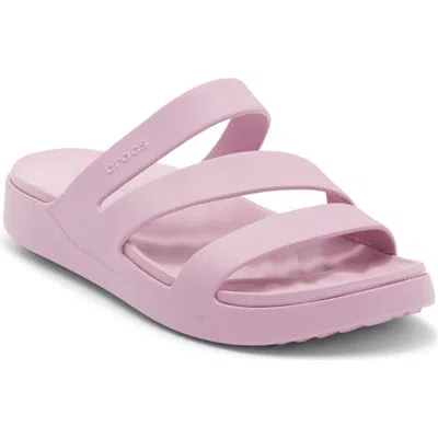Crocs Getaway Waterproof Strappy Slide Sandal In Pink