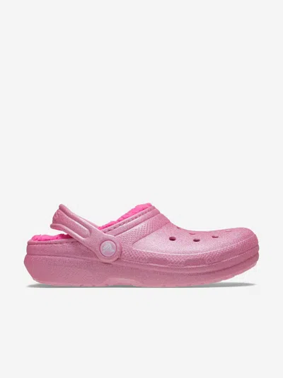 Crocs Kids'  Classic Glitter Girls Clogs Colour: Pink Tweed Glitter, Size: Junior 3 In Pink Tweed Glitter R
