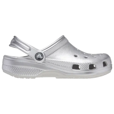 Crocs Kids' Girls  Classic Metallic Clogs In Silver Metallic